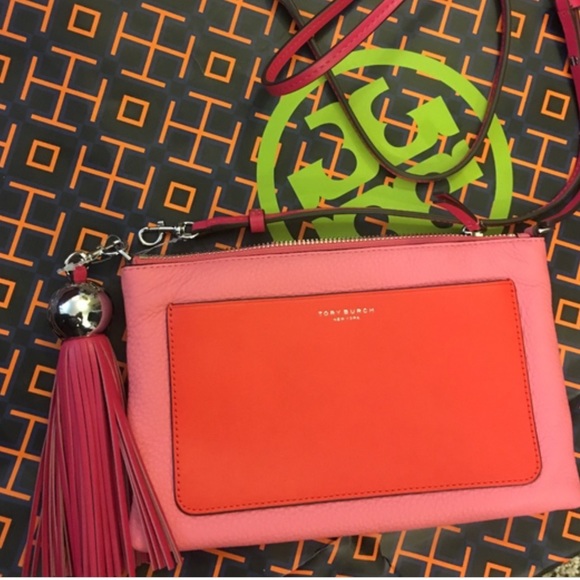 Tory Burch Handbags - ✨Tory Burch Colorblock Tassel Clutch/Crossbody✨